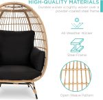 Best Choice Products Wicker Egg Chair, Oversized Indoor Outdoor Lounger for Patio, Backyard, Living Room w/ 4 Cushions, Steel Frame, 440lb Capacity - Ivory - Image 32