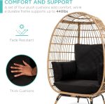 Best Choice Products Wicker Egg Chair, Oversized Indoor Outdoor Lounger for Patio, Backyard, Living Room w/ 4 Cushions, Steel Frame, 440lb Capacity - Ivory - Image 33
