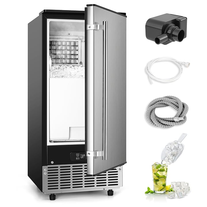 78B44FD5-0F09-BC05-665D-4341FBA8ADC9 Commercial Under Counter Ice Maker Machine, 80Lbs/Day with 24lbs Ice Storage, Built-in Drain Pump/Automatic Cleaning/Timing Setting/Smart LCD Panel, Ideal for Both Home and Commercial Use - Image 1