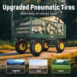 Steel Garden Cart, 2-in-1 1400 lbs Heavy Duty Utility Wagon, with Removable Mesh Sides to Convert into Flatbed, 240 U-Turn 13" Pneumatic Tires Garden Wagon for Farm Yard Lawn Garden Camping - Image 22