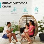 Best Choice Products Wicker Egg Chair, Oversized Indoor Outdoor Lounger for Patio, Backyard, Living Room w/ 4 Cushions, Steel Frame, 440lb Capacity - Ivory - Image 15